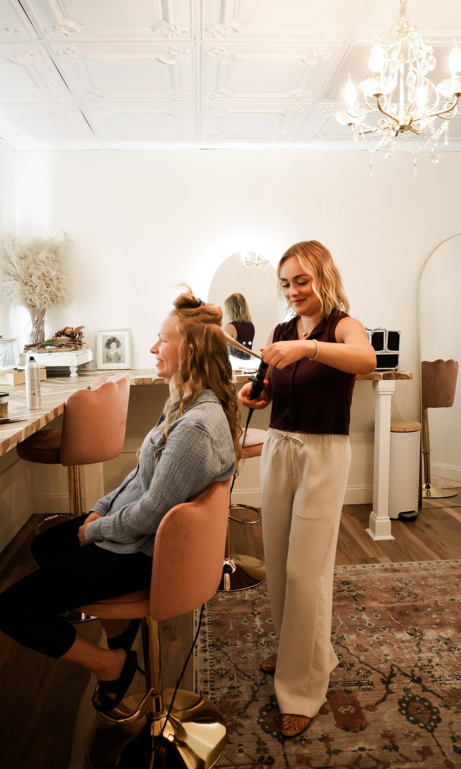 Bride getting ready in the bridal suite at The Event Vault