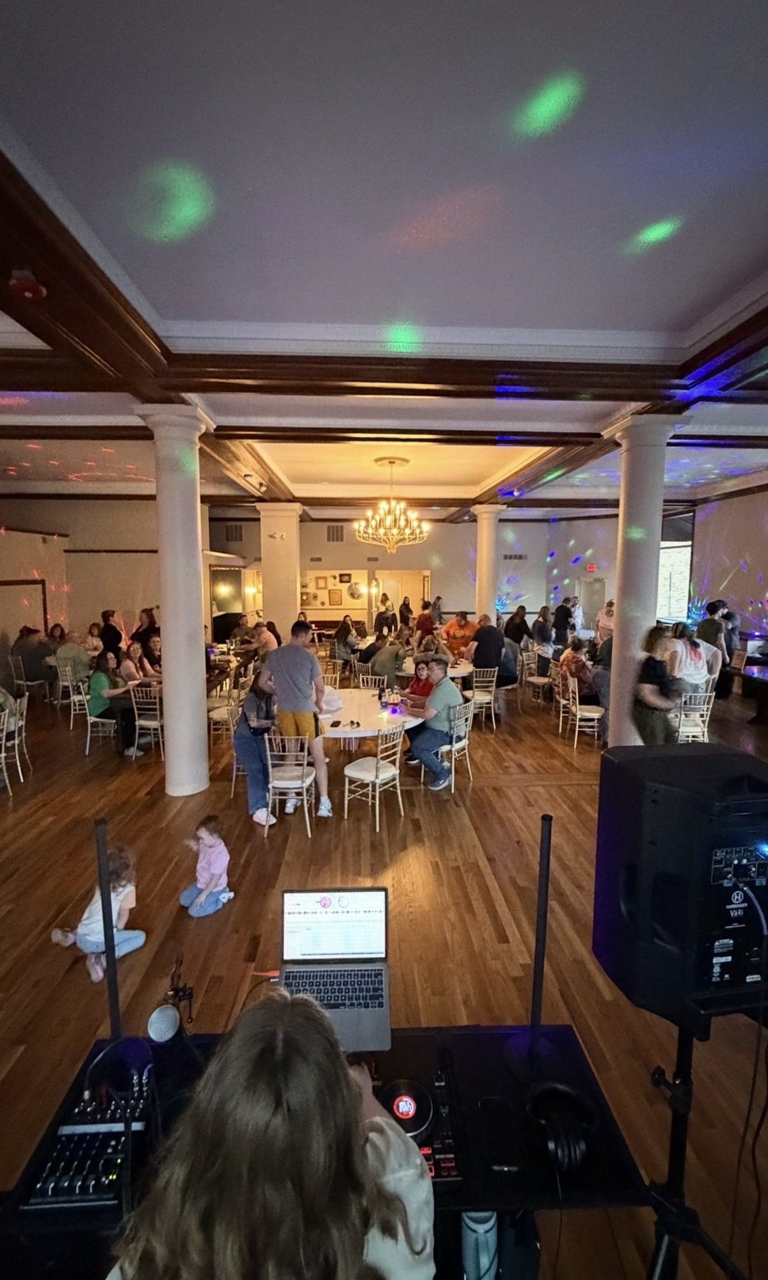 DJ setup and party tables at a birthday celebration at The Event Vault